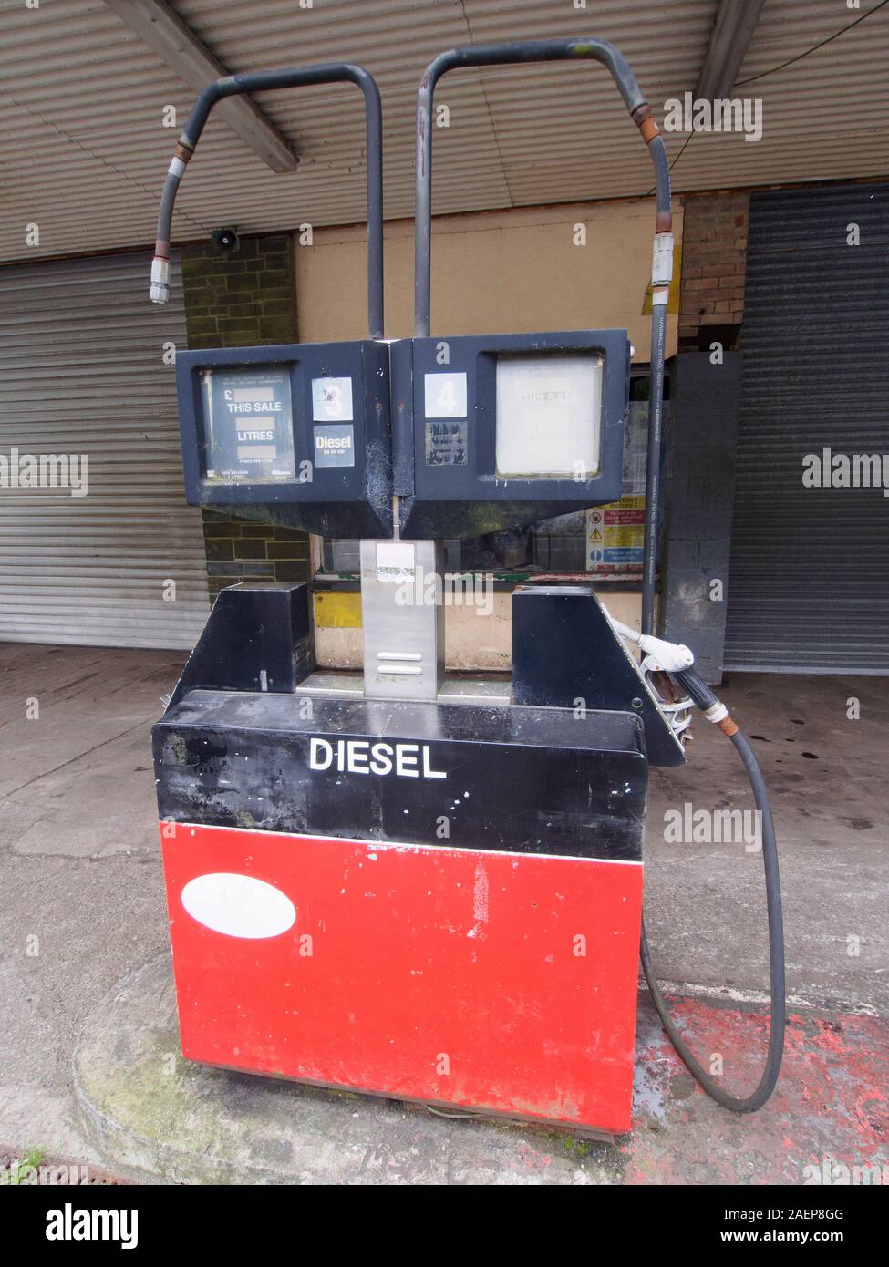 An old abandoned diesel fuel pump in Wales, UK Stock Photo Alamy