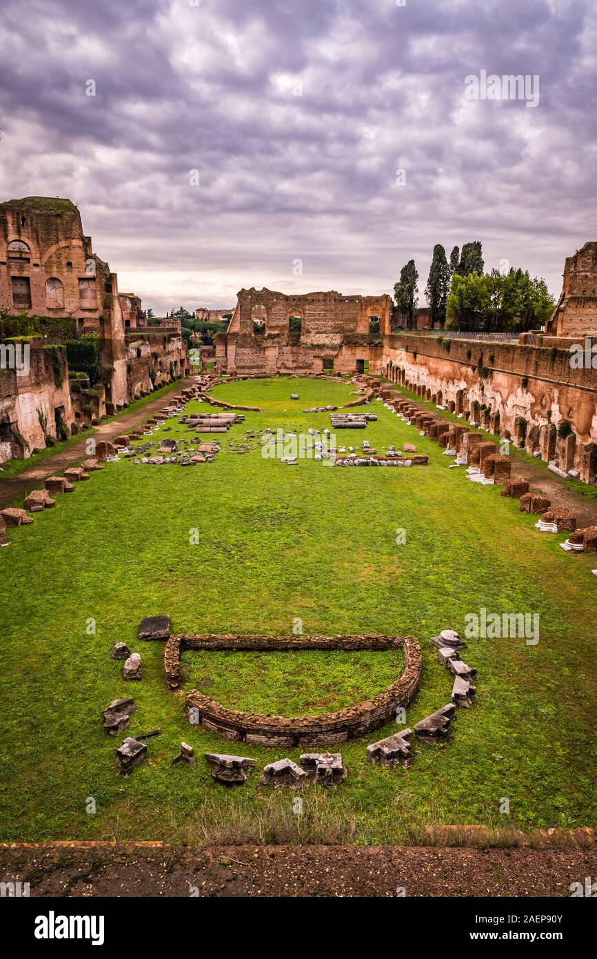Panoramic view of the Roman Forum, Rome, Italy Stock Photo