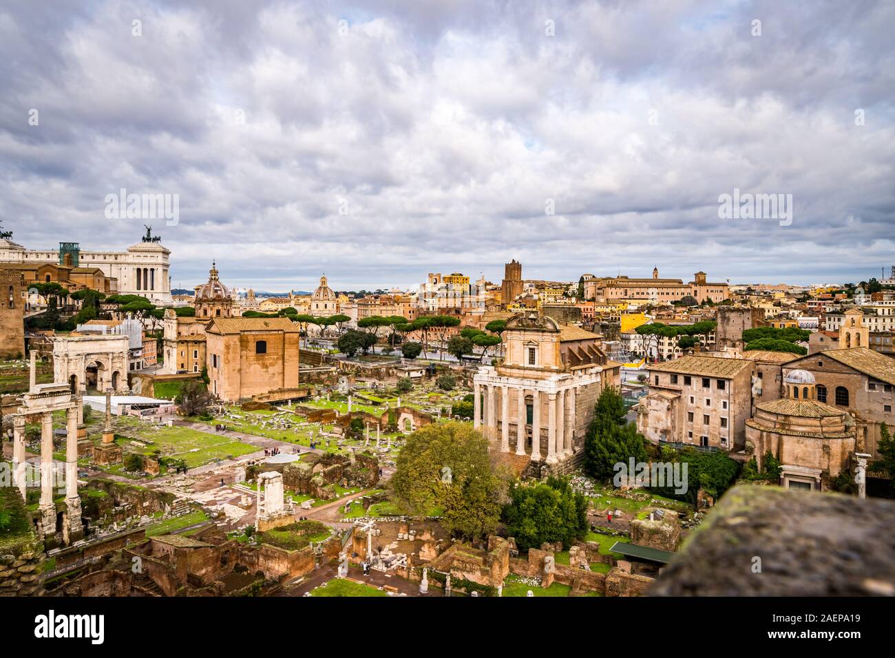 Panoramic view of the Roman Forum, Rome, Italy Stock Photo