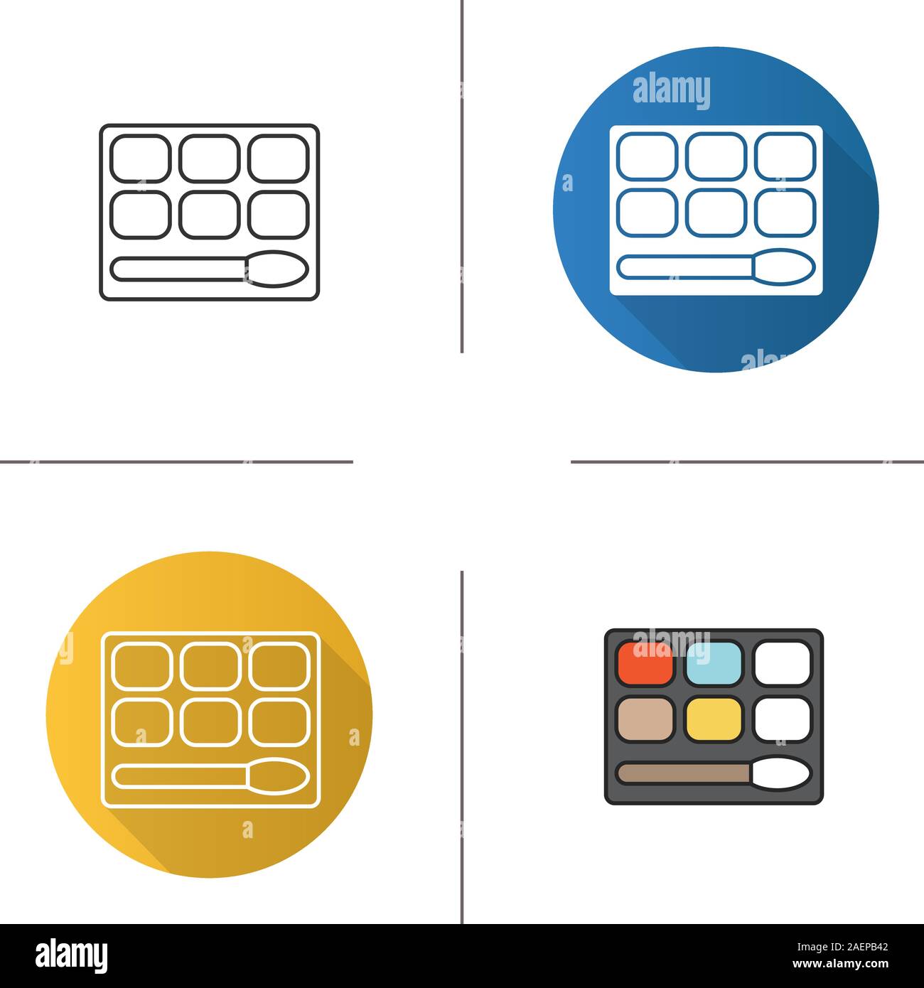 Eye shadows icon. Flat design, linear and color styles. Isolated vector illustrations Stock Vector