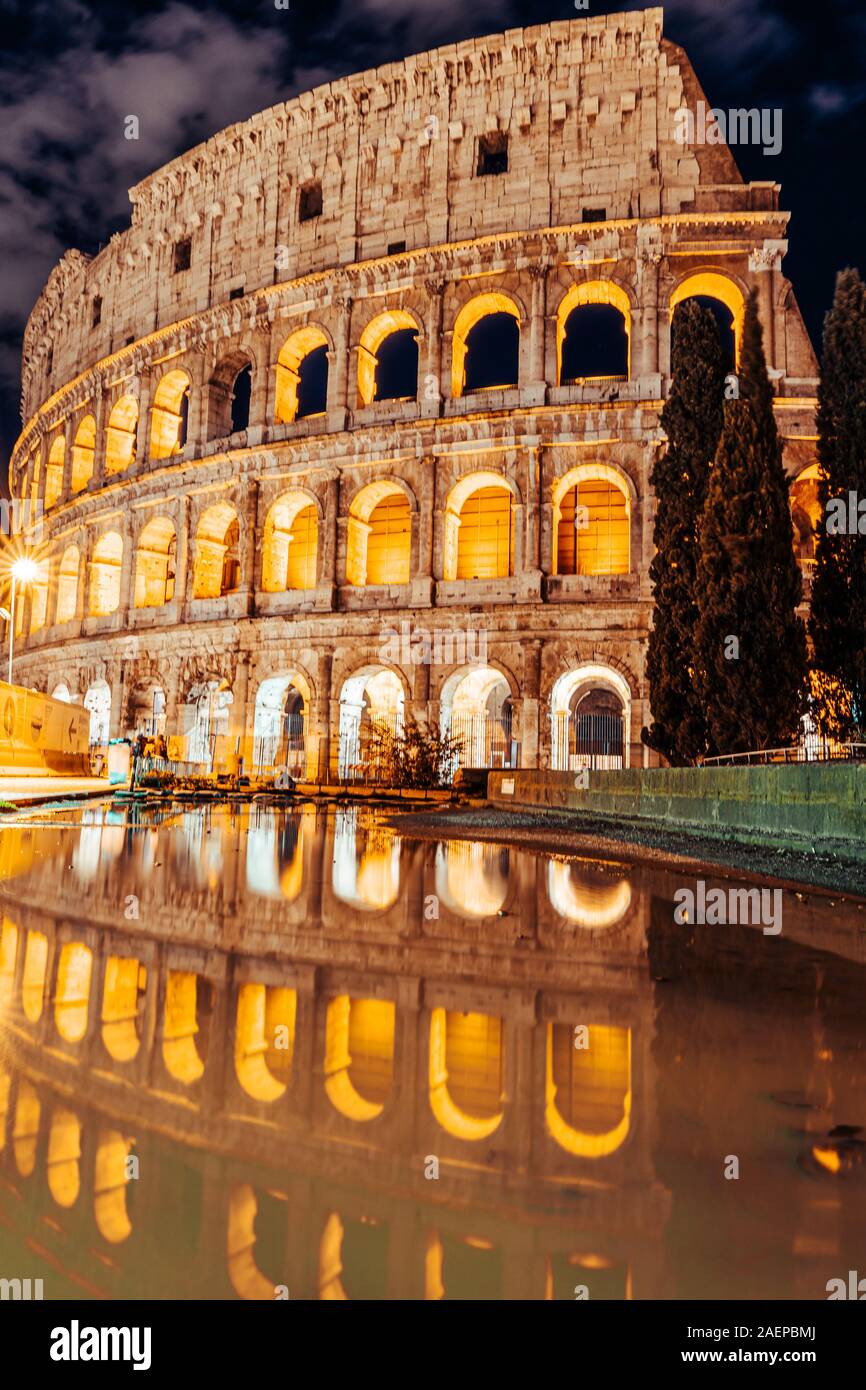 Beautiful Daylight Colosseum in Rome, cloudy, Italy Stock Photo