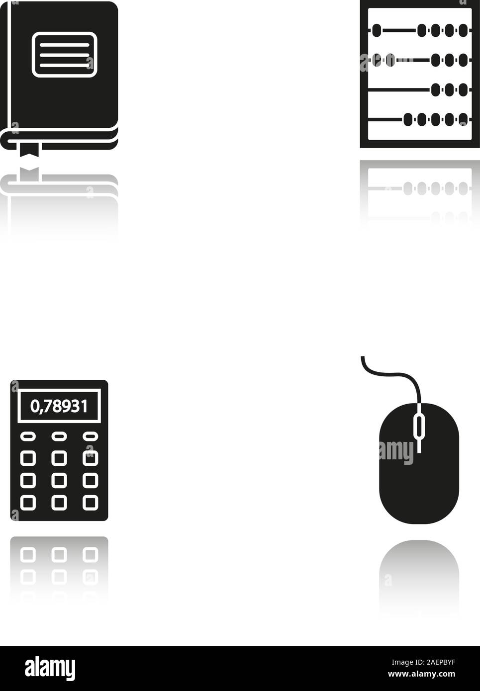 Accounting drop shadow black glyph icons set. Bookkeeper's journal ...