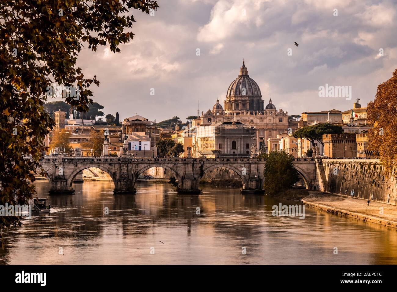 St Peters basilica and river Tibra in Rome, Italy Stock Photo
