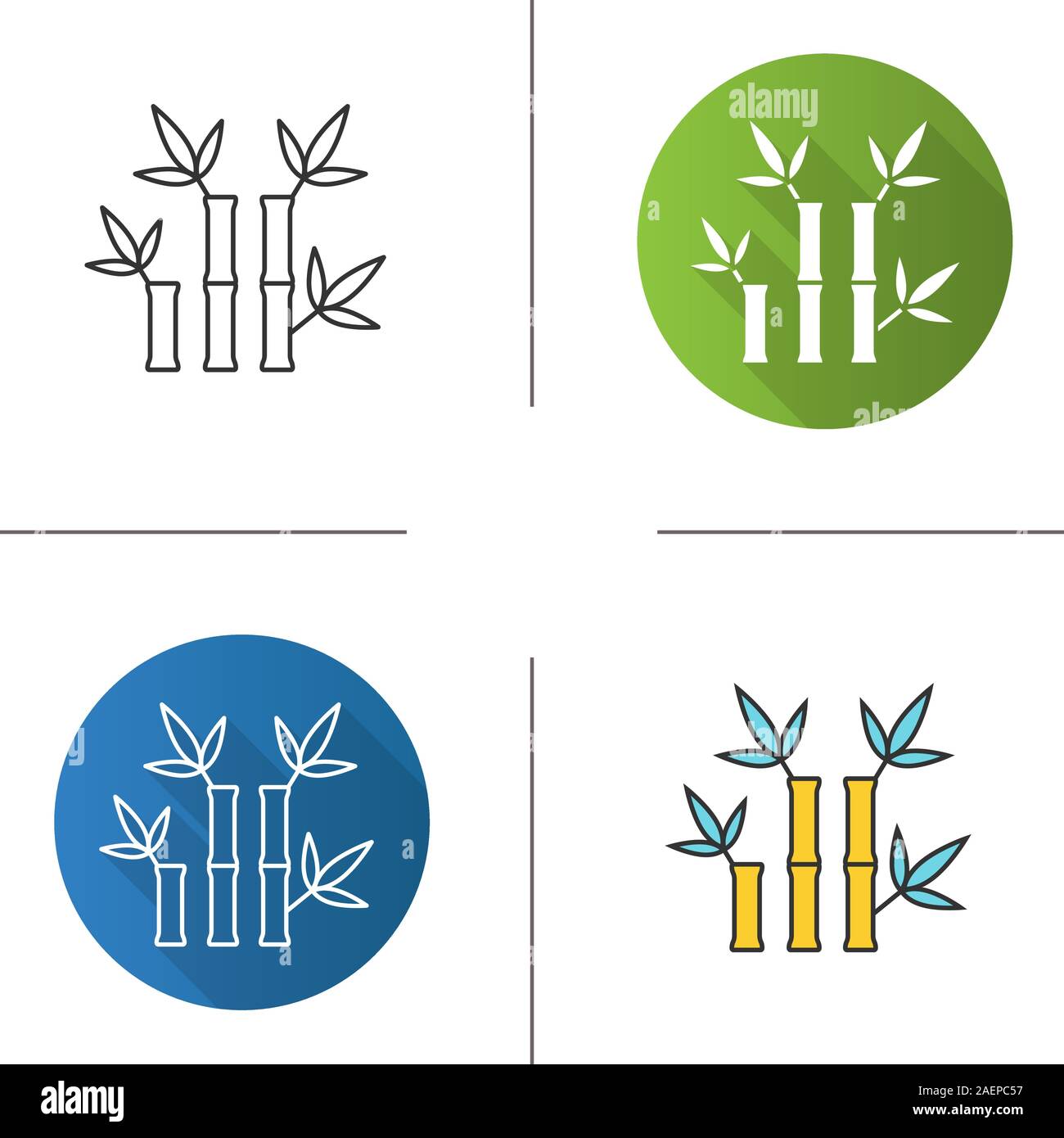 Bamboo sticks for massage icon. Flat design, linear and color styles. Isolated vector illustrations Stock Vector