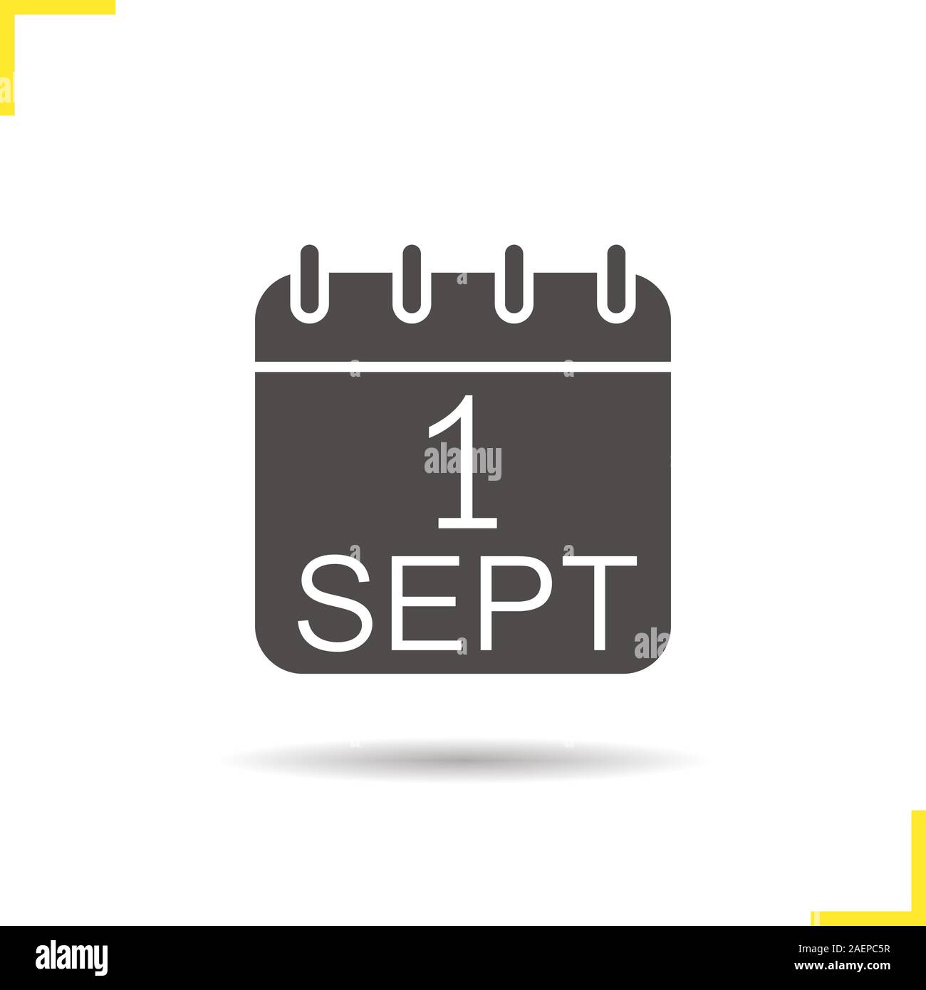 September 1st glyph icon. Drop shadow silhouette symbol. Back to school ...