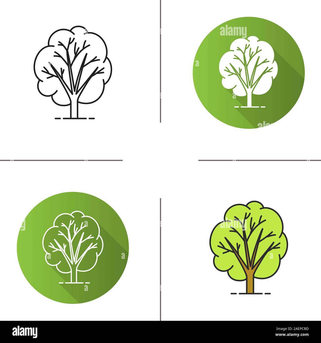 Tree icon. Flat design, linear and color styles. Isolated vector ...