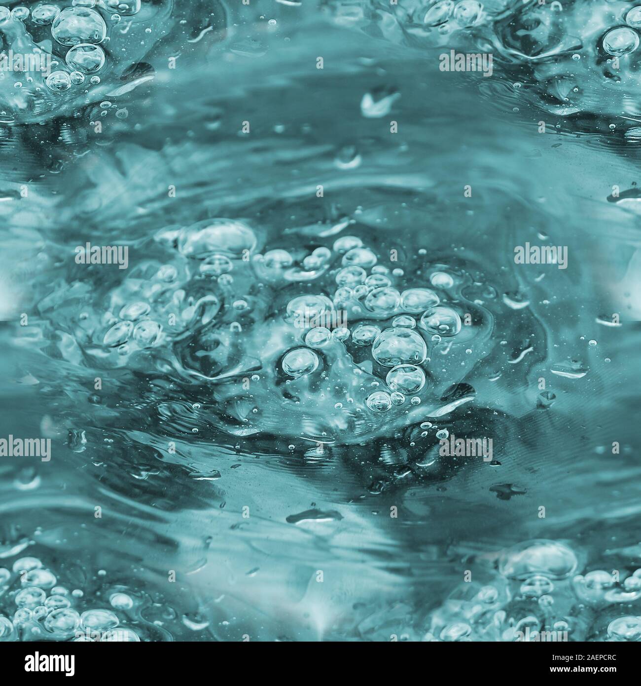 Blue boiling water with bubbles. seamless background Stock Photo