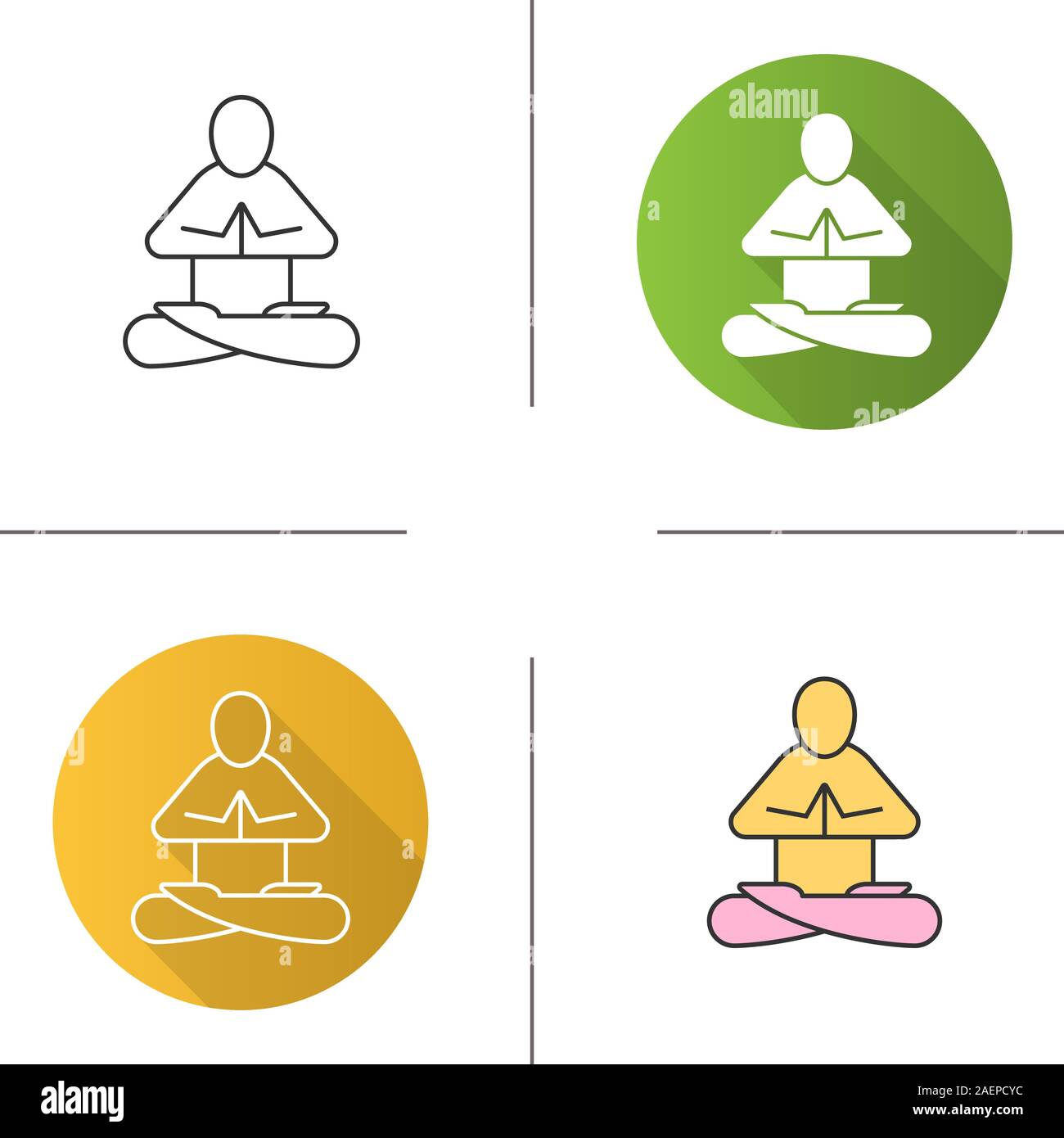 Yoga position icon. Flat design, linear and color styles. Yoga class ...