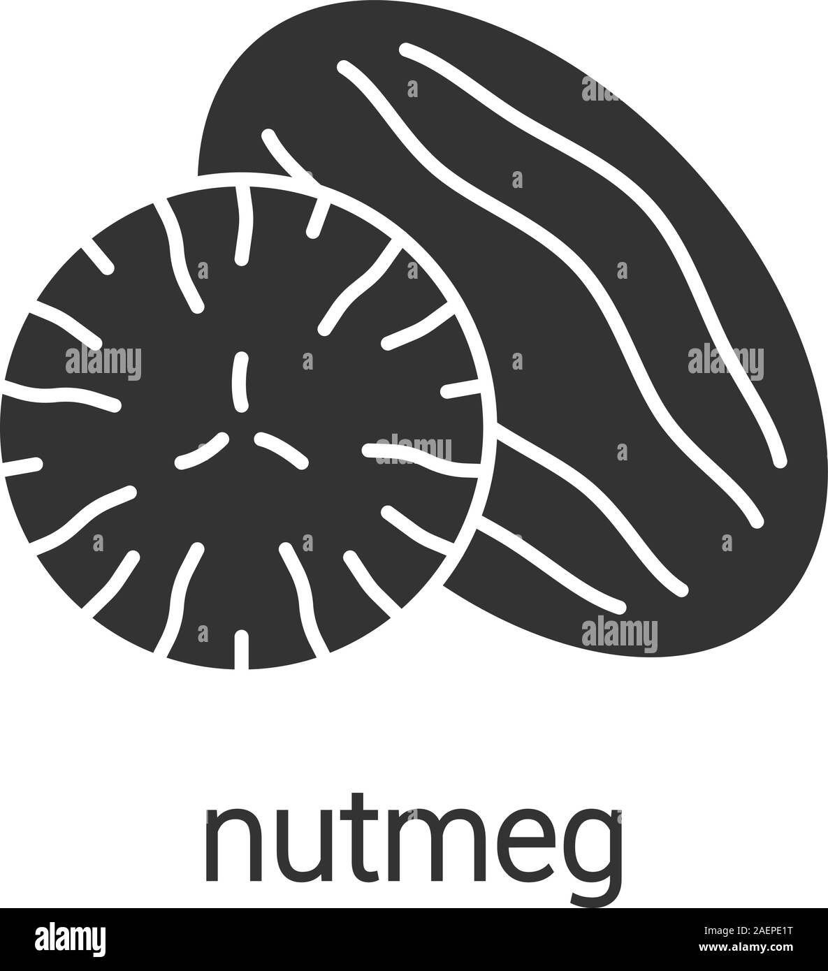 Nutmeg glyph icon. Mace spice. Silhouette symbol. Flavoring, seasoning