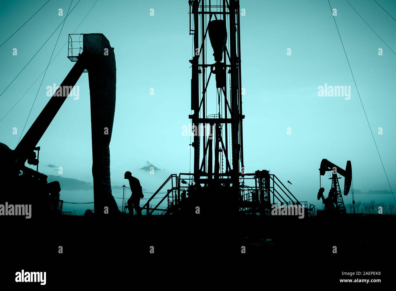 oil field, the oil workers are working Stock Photo Alamy