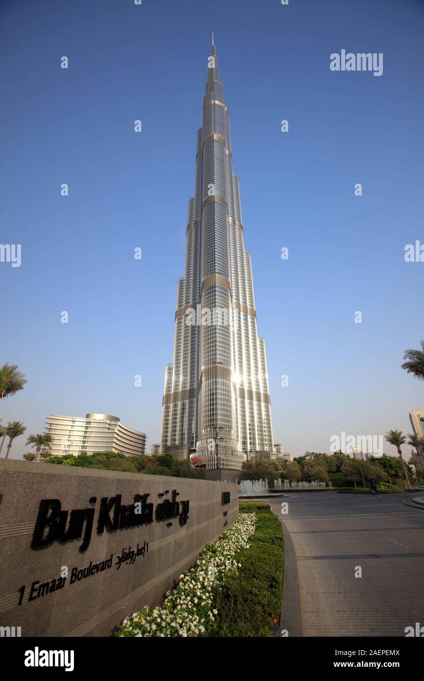 Main Entrance of Burj Khalifa, Dubai, United Arab Emirates Stock Photo