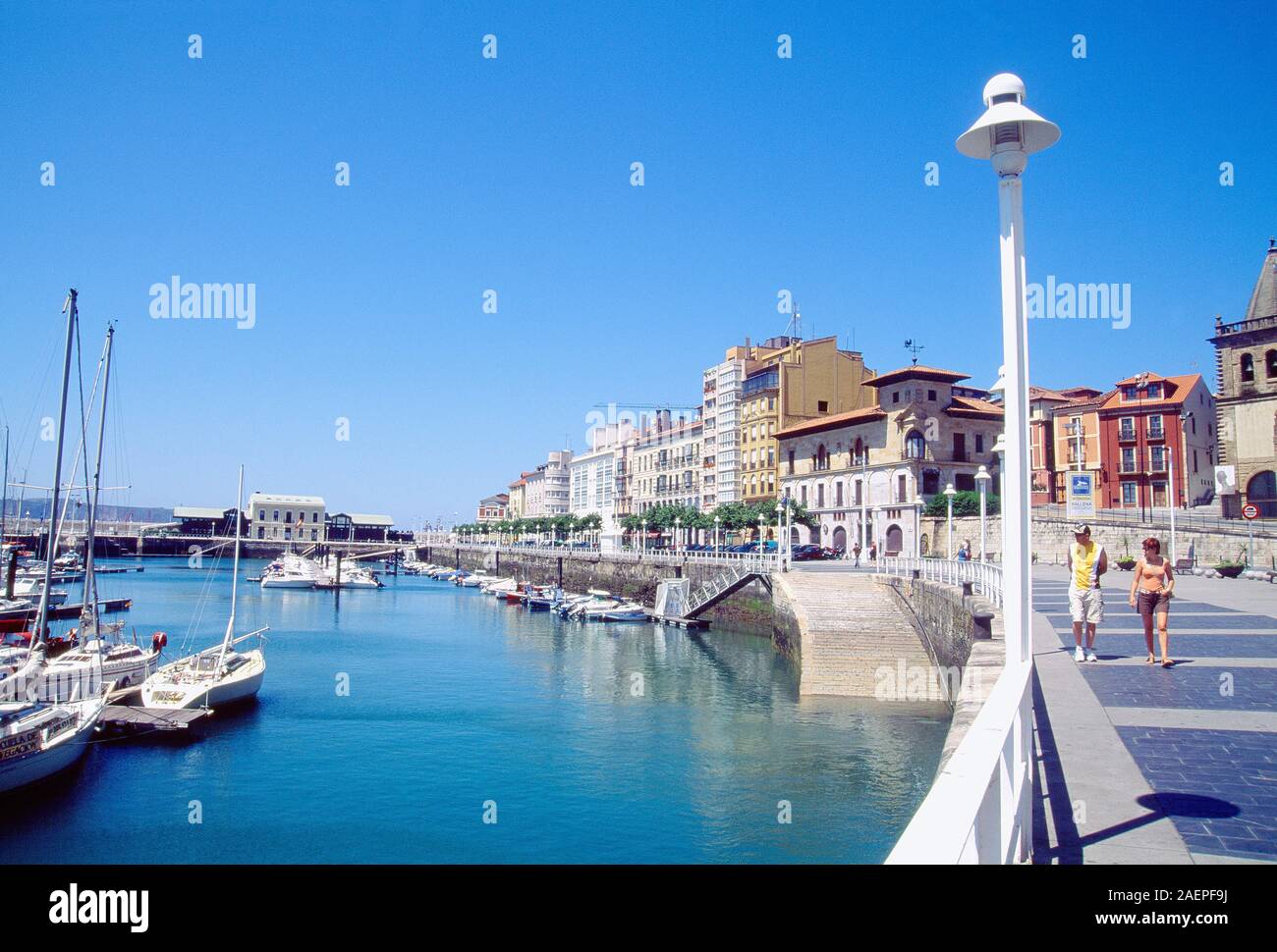 Harbour and promenade. Gijón, Asturias, Spain. Stock Photo
