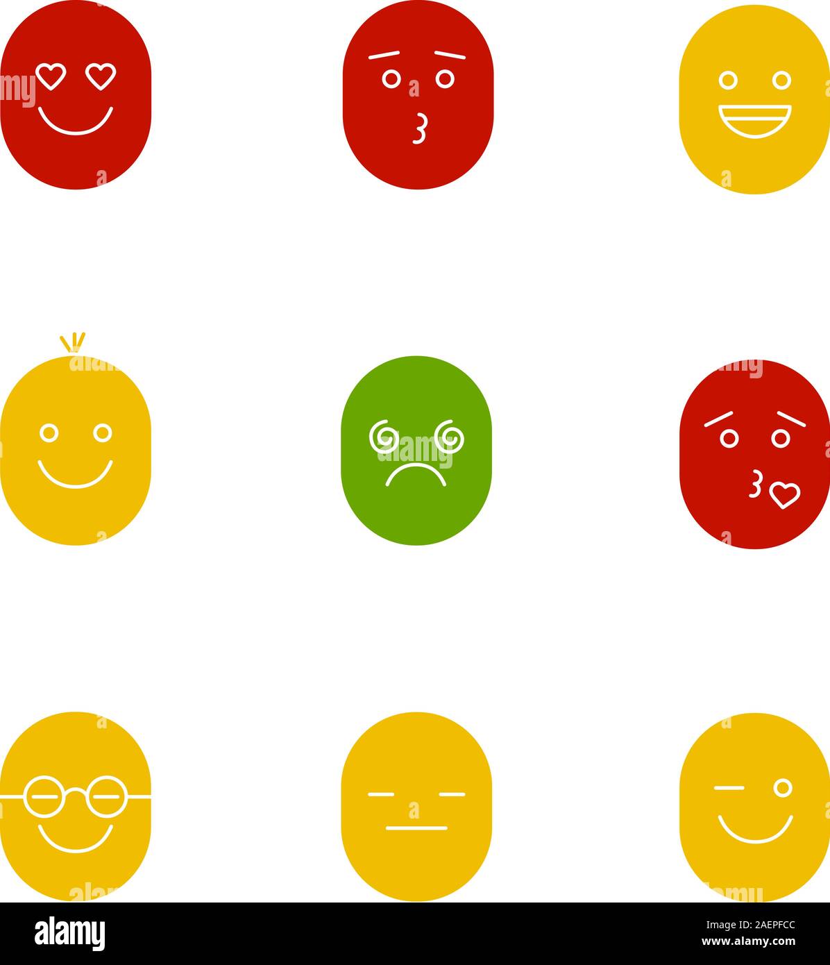 Smiles glyph color icon set. Silhouette symbols on white backgrounds ...
