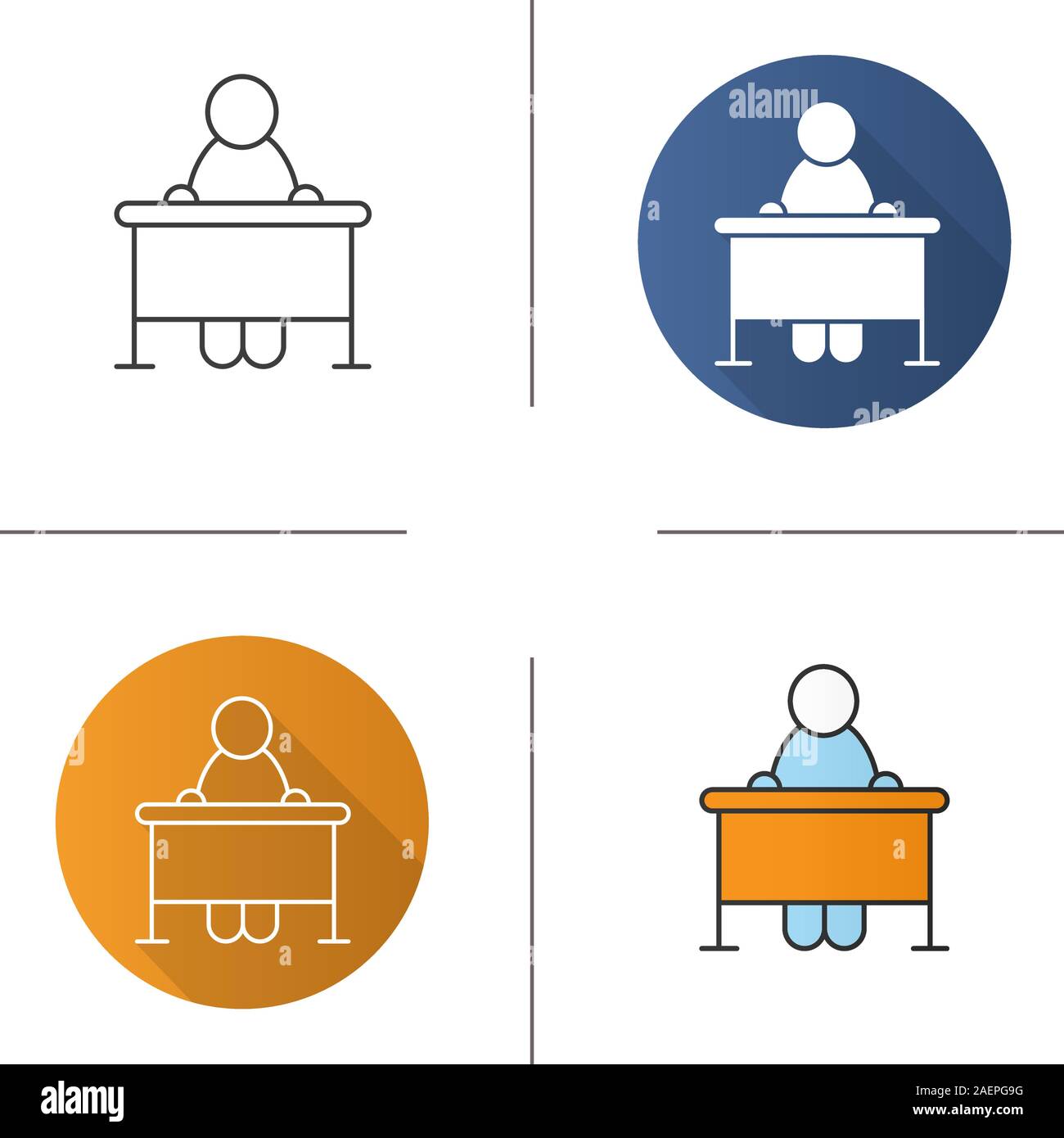 Pupil Icon Flat Design Linear And Color Styles School Student