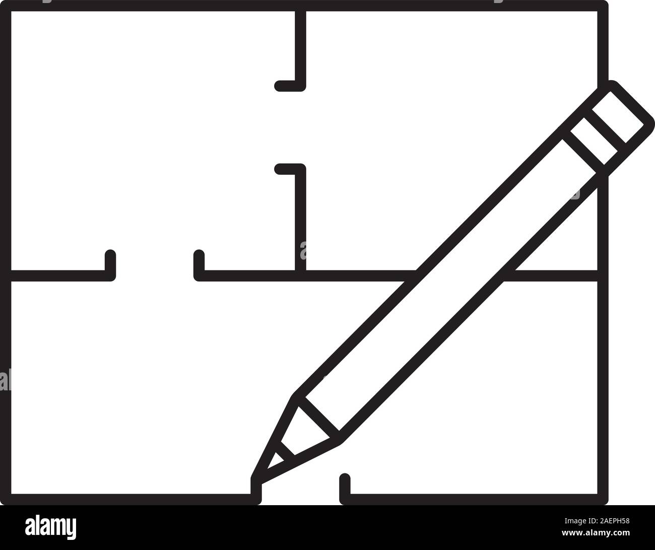 Floor plan linear icon. Thin line illustration. Flat blueprint. Contour ...