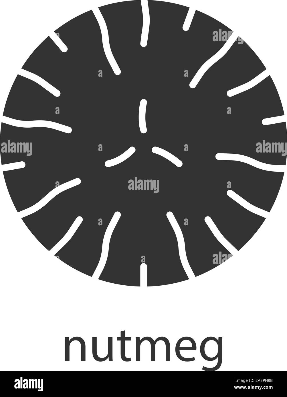 Nutmeg glyph icon. Mace spice. Silhouette symbol. Flavoring, seasoning