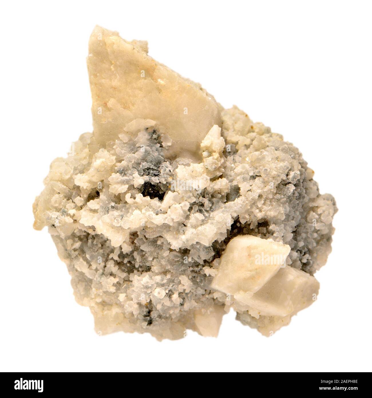 Scalenohedral calcite and quartz crystals (from Bulgaria) Stock Photo