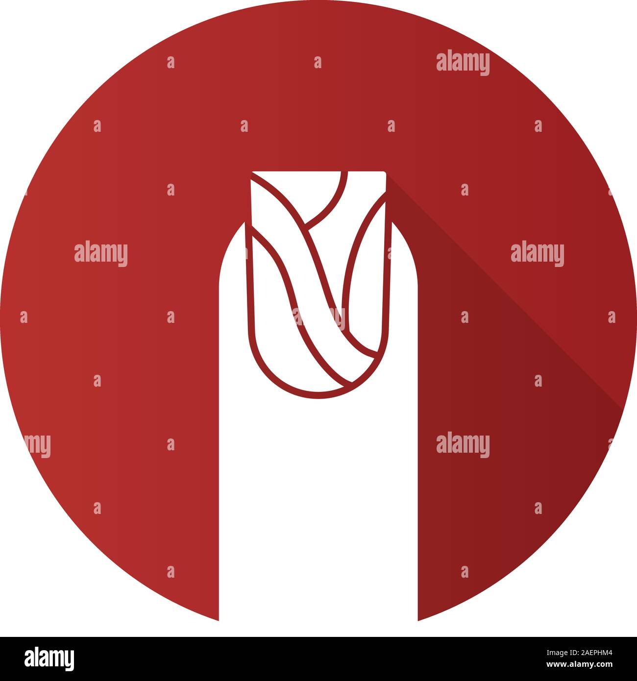 Water marbling almond manicure. Flat design long shadow glyph icon. Classic square manicure. Vector silhouette illustration Stock Vector