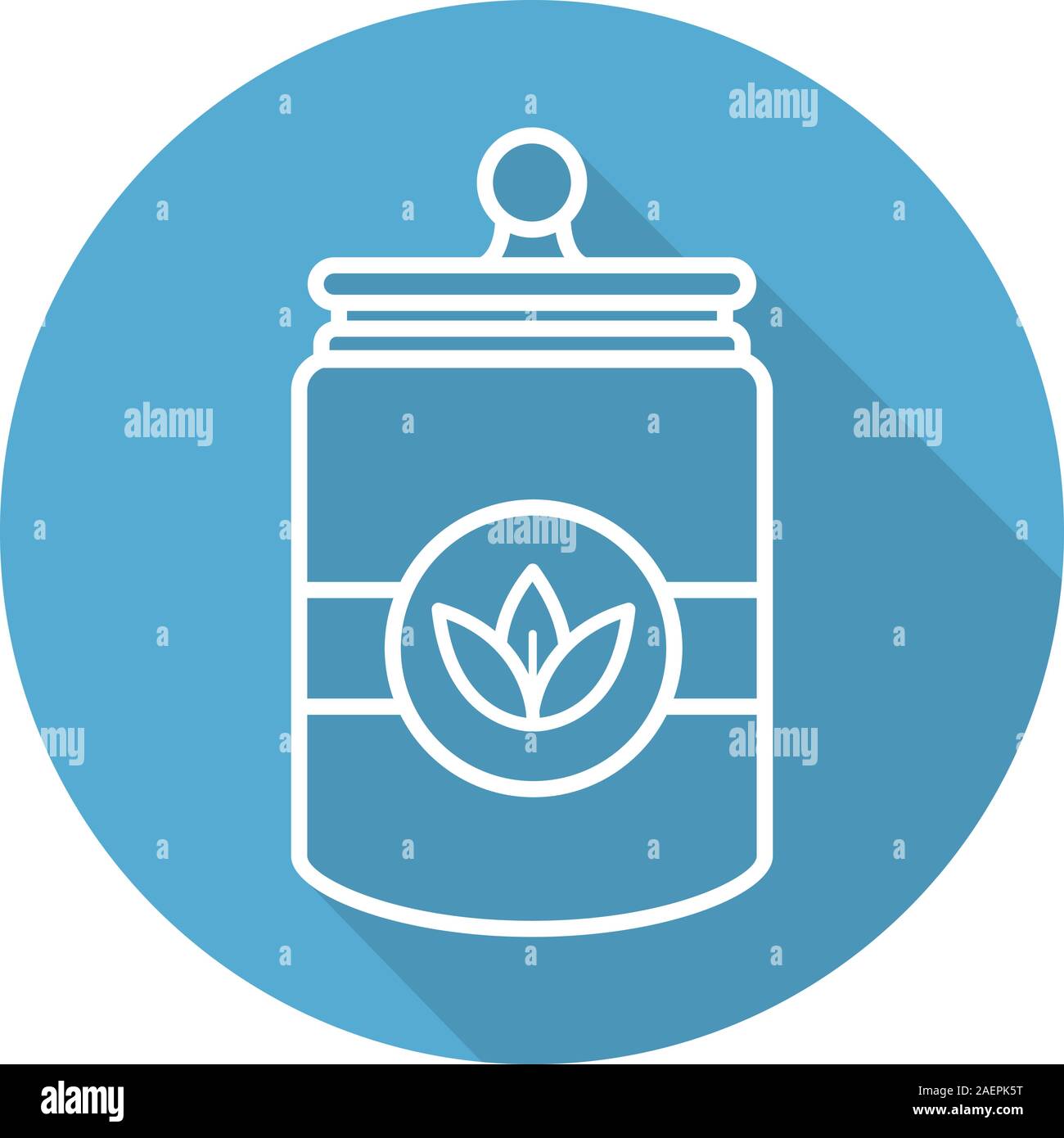 Tea and herbs jar flat linear long shadow icon. Vector outline symbol Stock Vector