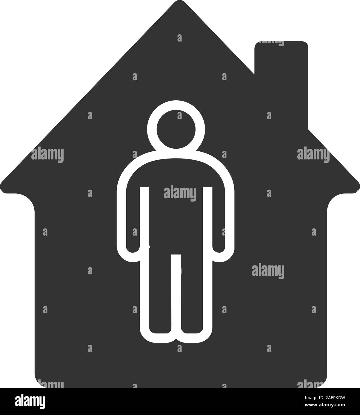 Tenant, resident, owner glyph icon. Silhouette symbol. House building ...