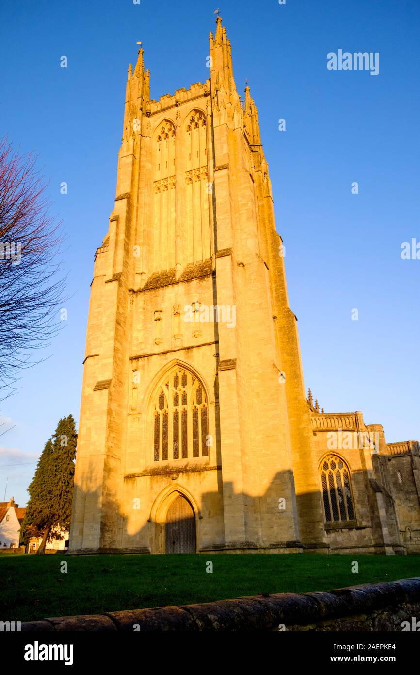 Wells is a Cathedral city in somerset UK. St Cuthberts Church in Winter light. Featured in the film Hot Fuzz Stock Photo