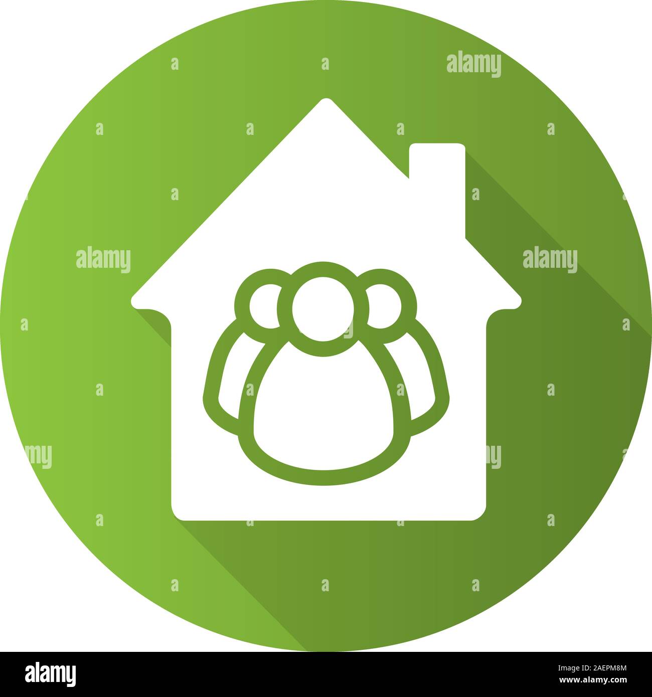 Family house flat design long shadow glyph icon. House with group of ...