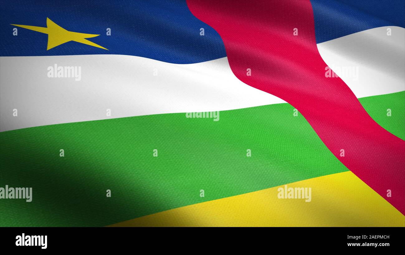 Flag of the Central African Republic. Realistic waving flag 3D render ...
