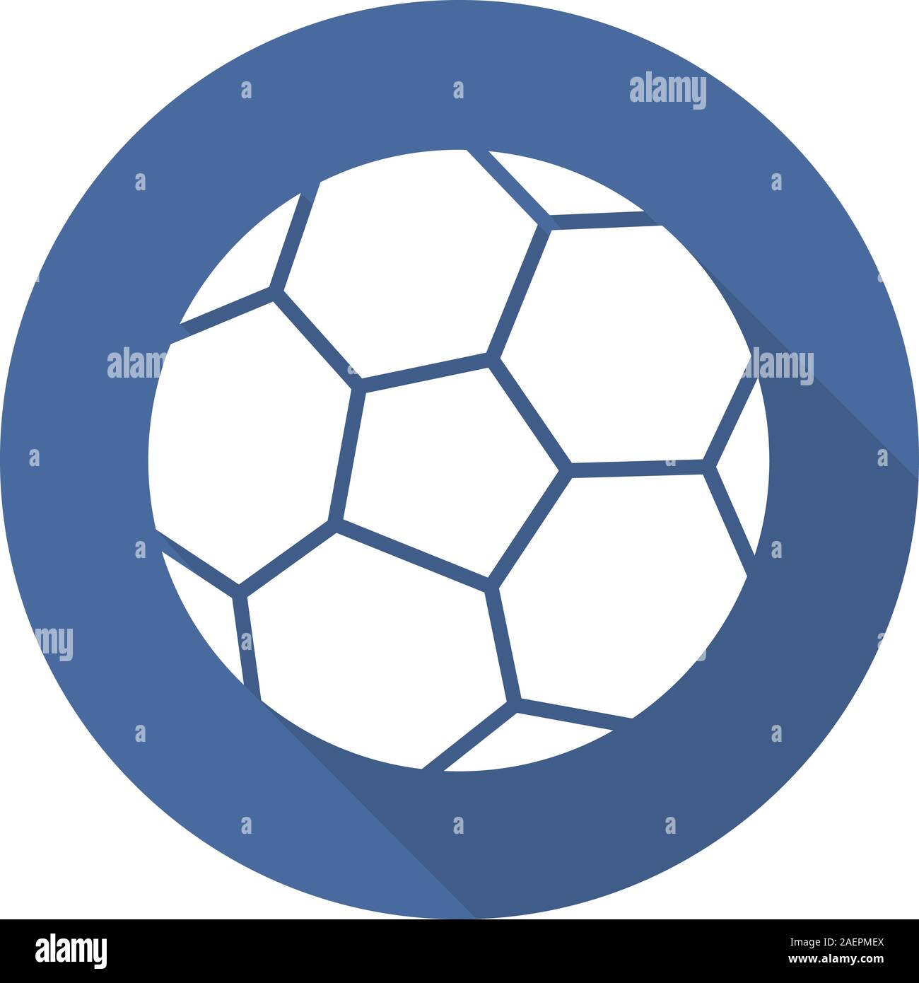 Soccer ball flat design long shadow glyph icon. Vector silhouette ...