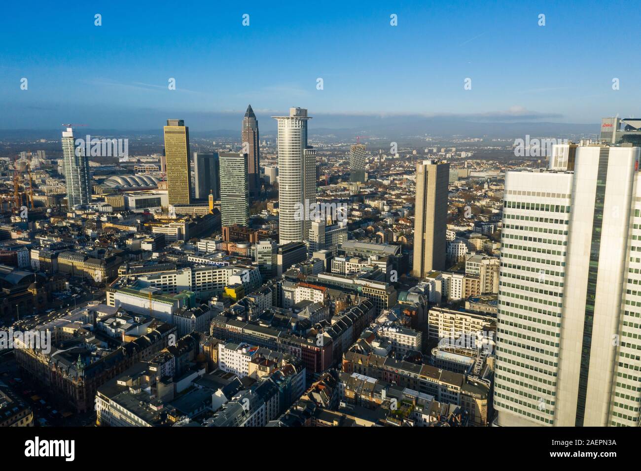Frankfurt am Main aerial view from above. 10.12.2019 Frankfurt am Main Germany Stock Photo