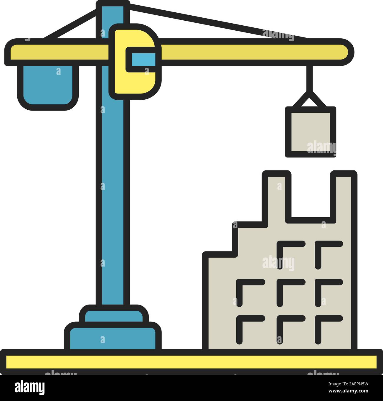 Tower Crane Color Icon Building Constructing Isolated Vector Illustration Stock Vector Image Art Alamy
