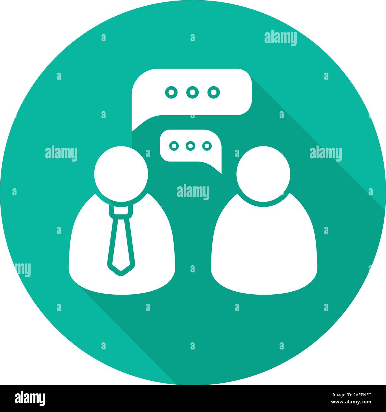 Business meeting flat design long shadow glyph icon. Job interview ...
