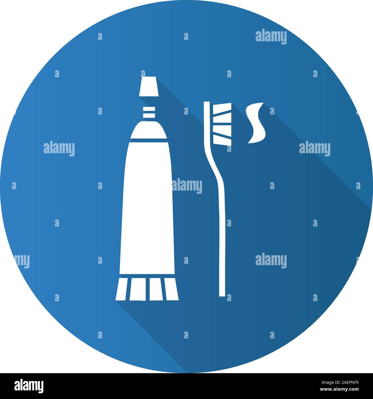 Toothbrush and toothpaste. Flat design long shadow glyph icon ...