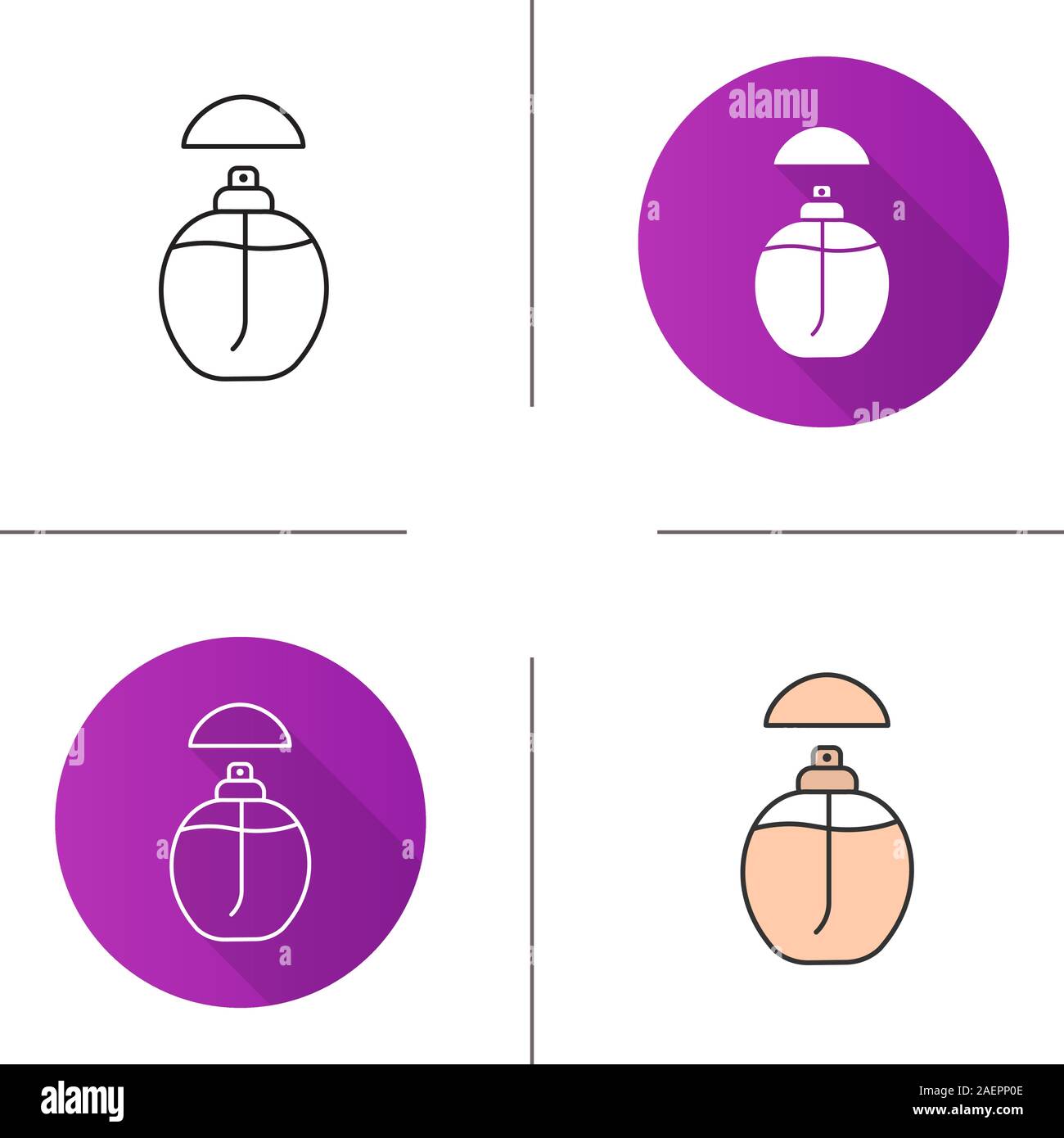 Perfume icon. Flat design, linear and color styles. Isolated vector ...