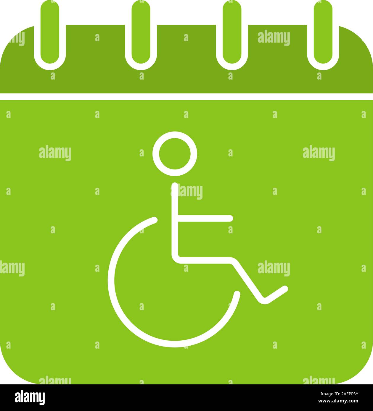 Disability day glyph color icon. Calendar page with wheelchair person ...