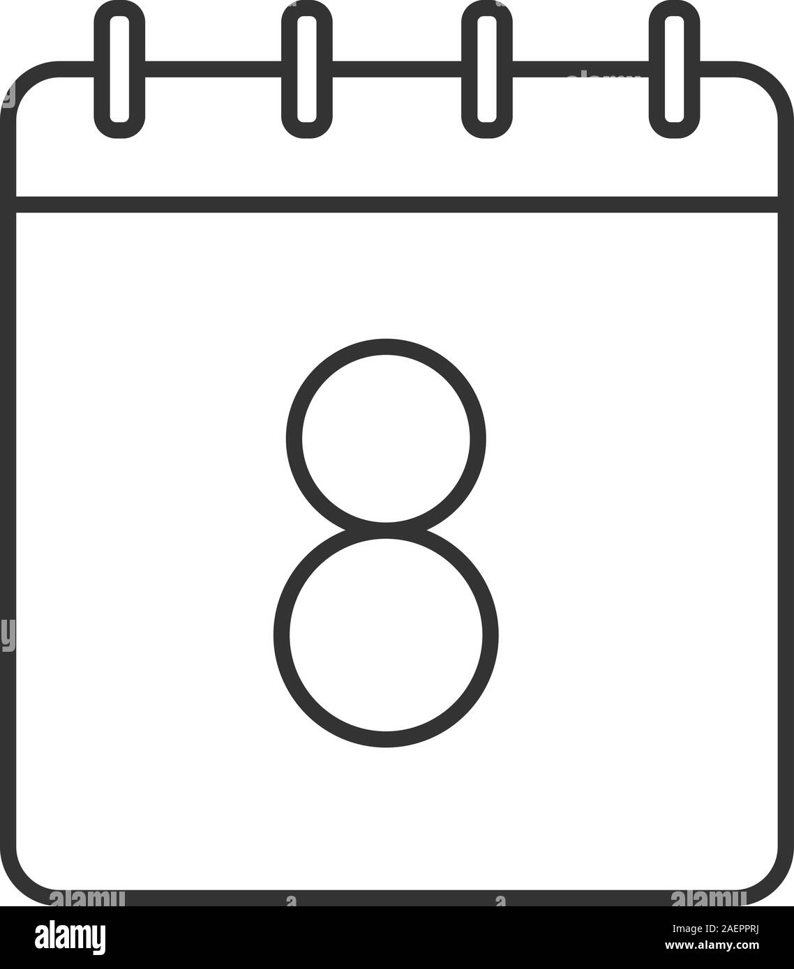 Eighth day of month linear icon. Wall calendar with 8 sign. Thin line illustration. Date contour