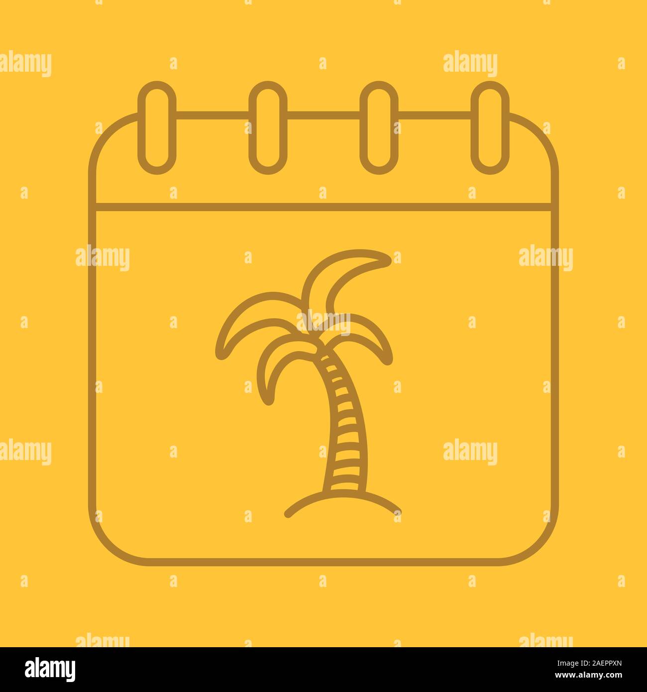 Vacations days linear icon. Holiday season. Calendar page with 