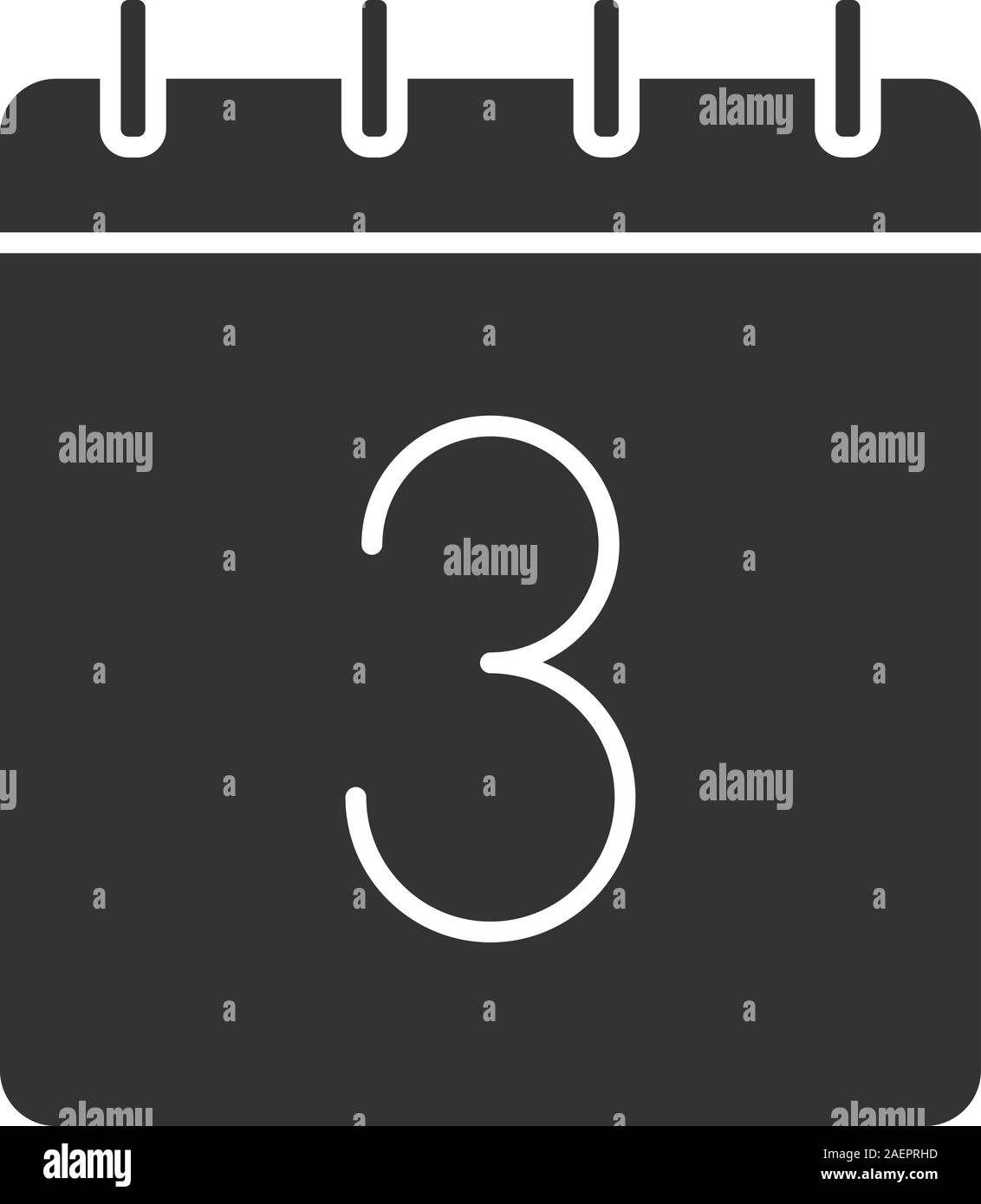 Third day of month glyph icon. Date silhouette symbol. Calendar with 3