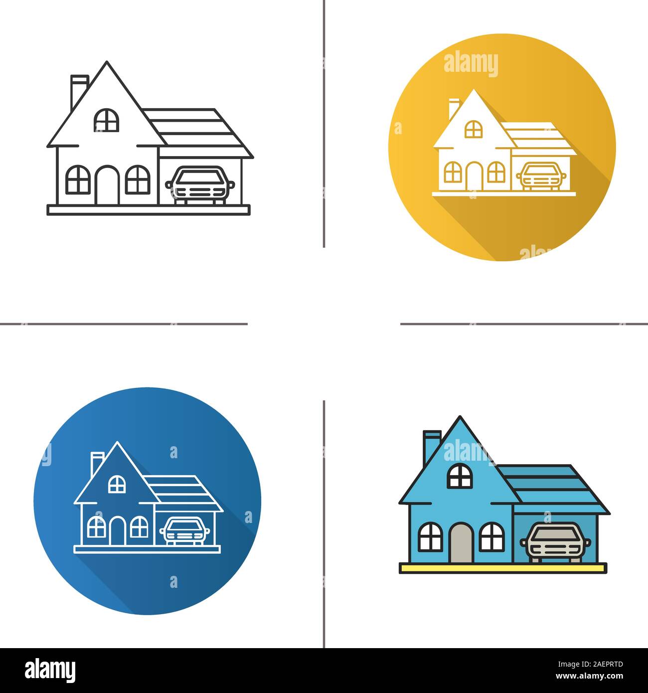 Cottage icon. Flat design, linear and color styles. Family house ...