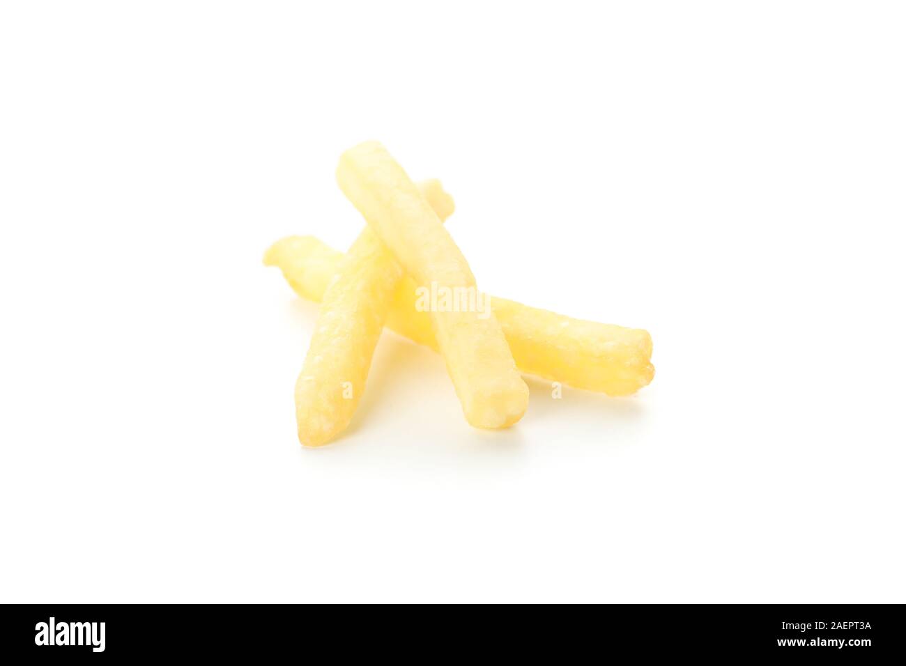 Stack of tasty french fries isolated on white background Stock Photo ...