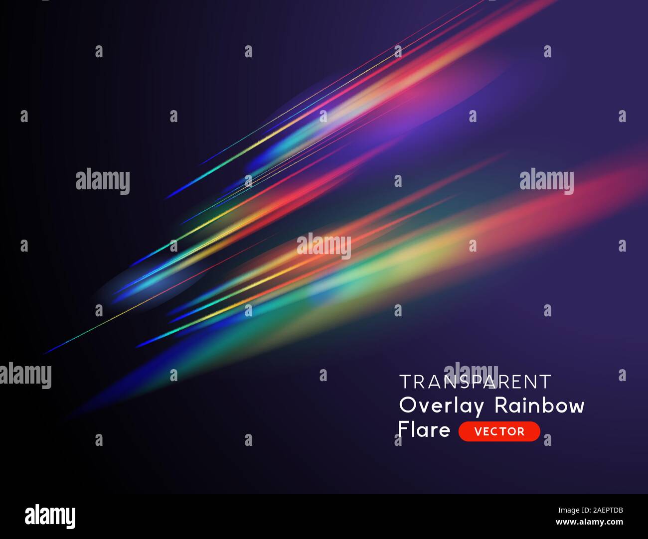 A transparent light leak camera rainbow streak effect. Vector