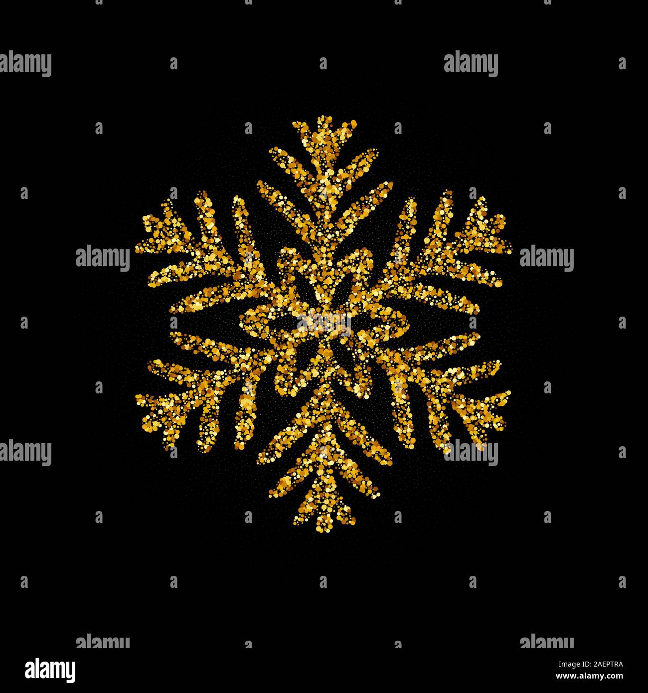 Gold glitter snowflakes texture isolated on white background. Vector ...