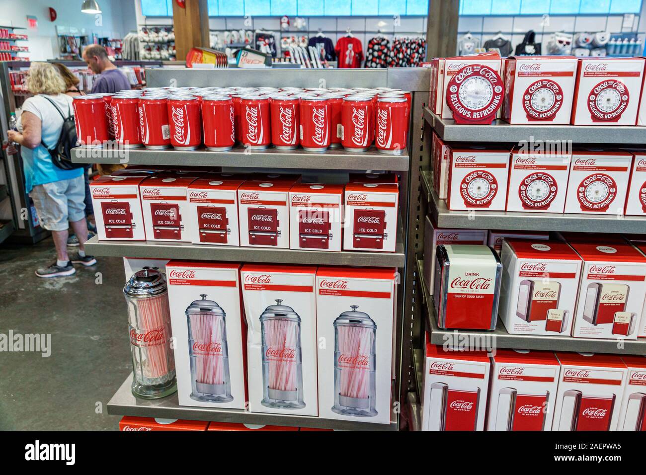 Orlando Florida Lake Buena Vista Downtown Disney Springs Outdoor Shopping Plaza Mall Coca Cola Store Brand Products Display Sale Souvenirs Straw Napki Stock Photo Alamy