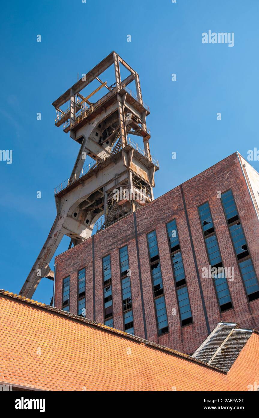 Old mine shaft tower, La Mine Wendel museum, Moselle (57), Grand Est, France Stock Photo