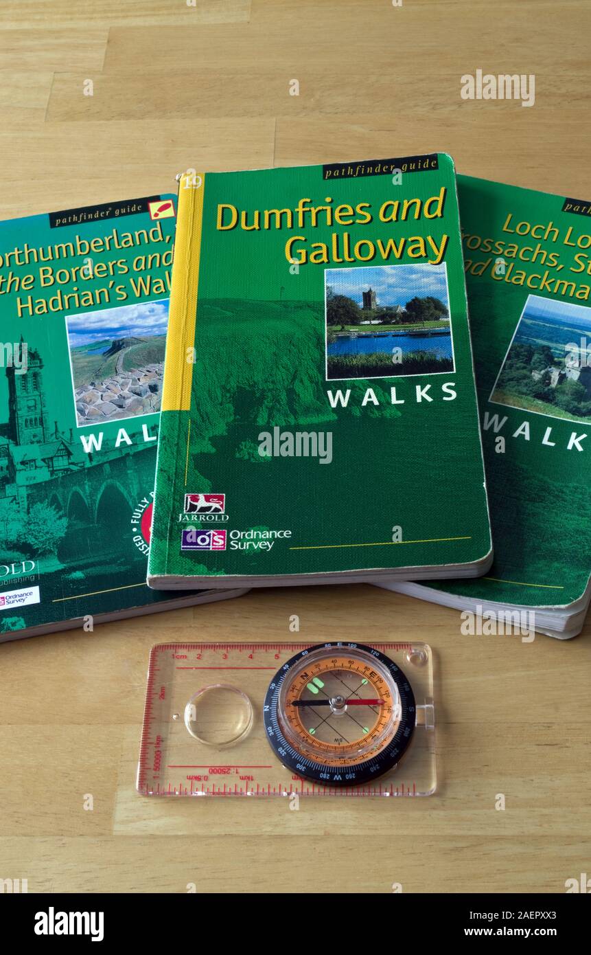 Pathfinder Walking Guide Books by Jarrold Publishing & Compass, UK Stock Photo
