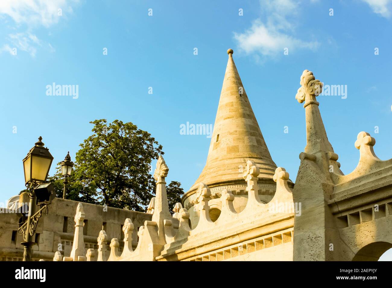 BUDAPEST, HUNGARY 29 JULY 2019: Fishermen's Bastion on the castle hill of Buda natural background view Stock Photo