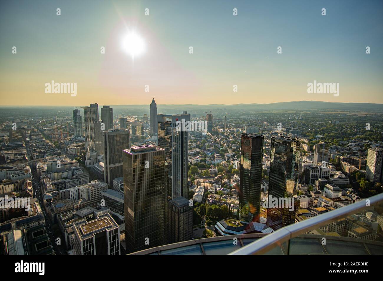 Frankfurt Skyline in the Sun - view from Maintower Stock Photo - Alamy