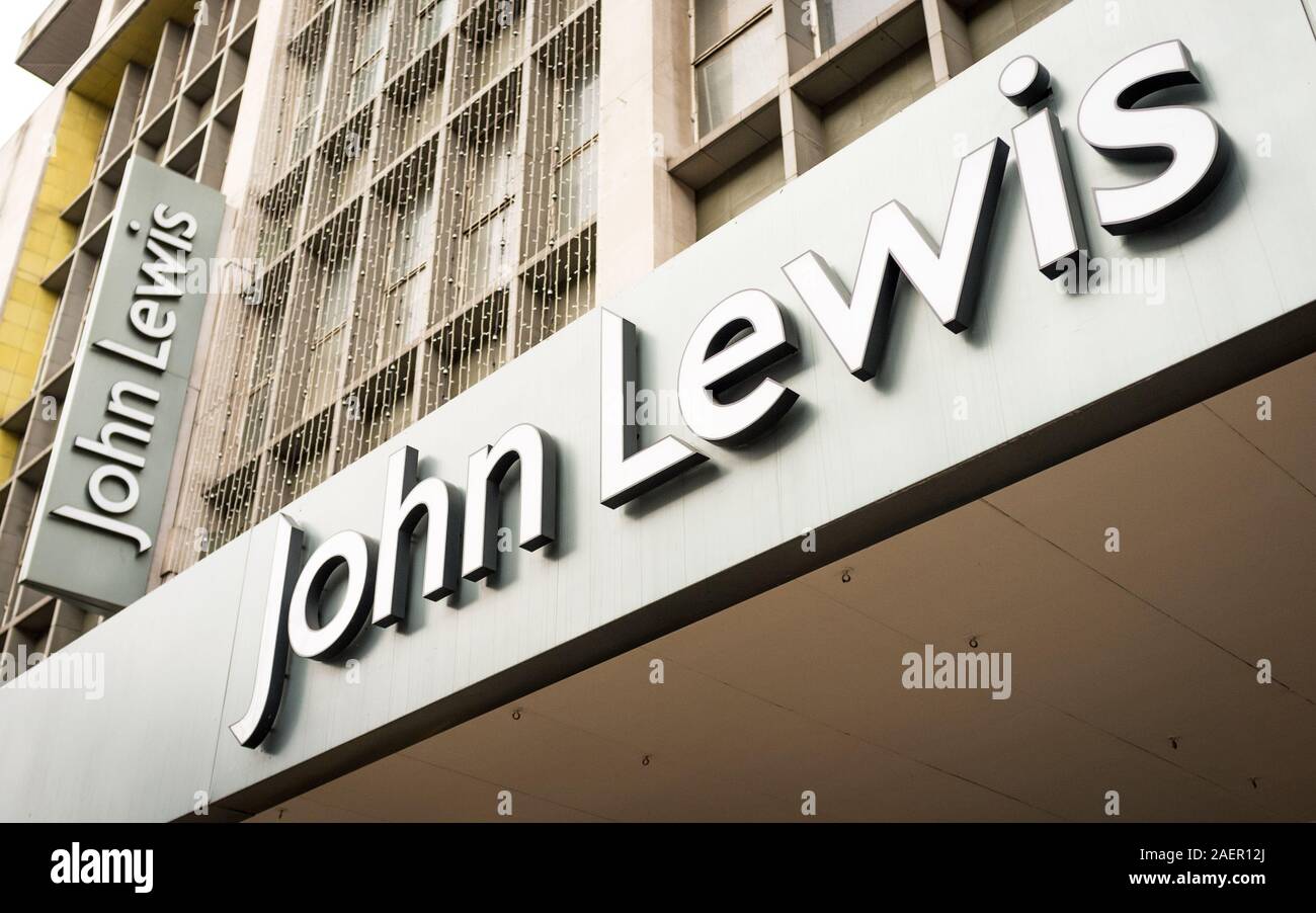 John Lewis department store, Oxford Street, London. The signage and façade to the flagship of the popular British department store. Stock Photo