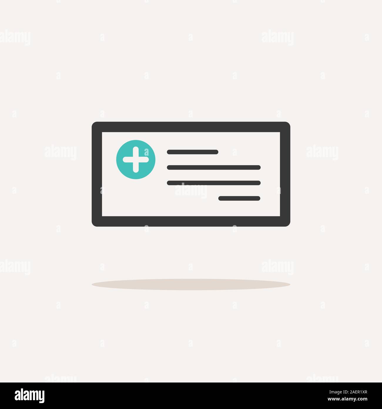 Prescription. Icon with shadow on a beige background. Pharmacy flat vector illustration Stock Vector