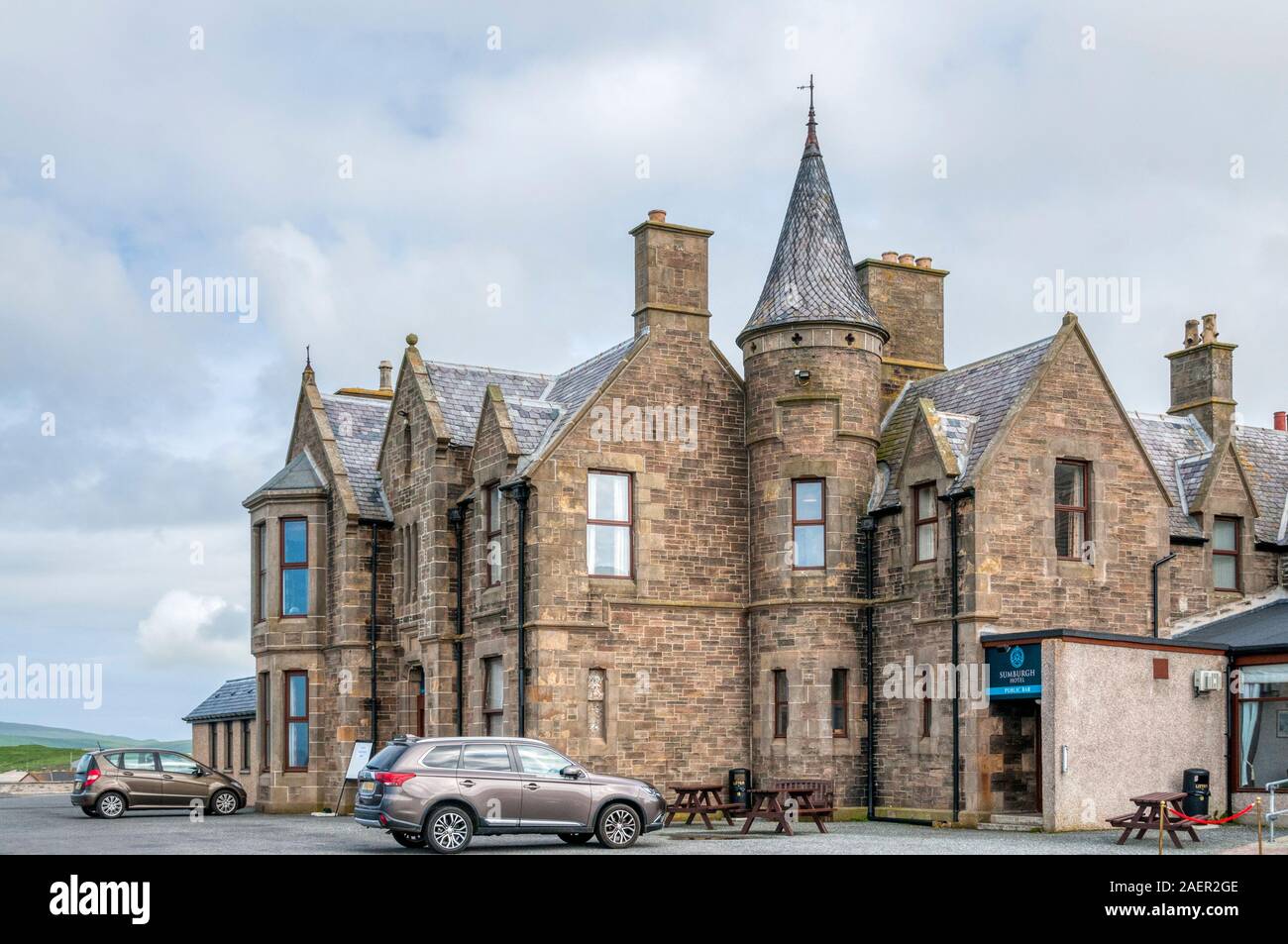 The Sumburgh Hotel on Shetland was a former Laird's house built in 1867. Stock Photo