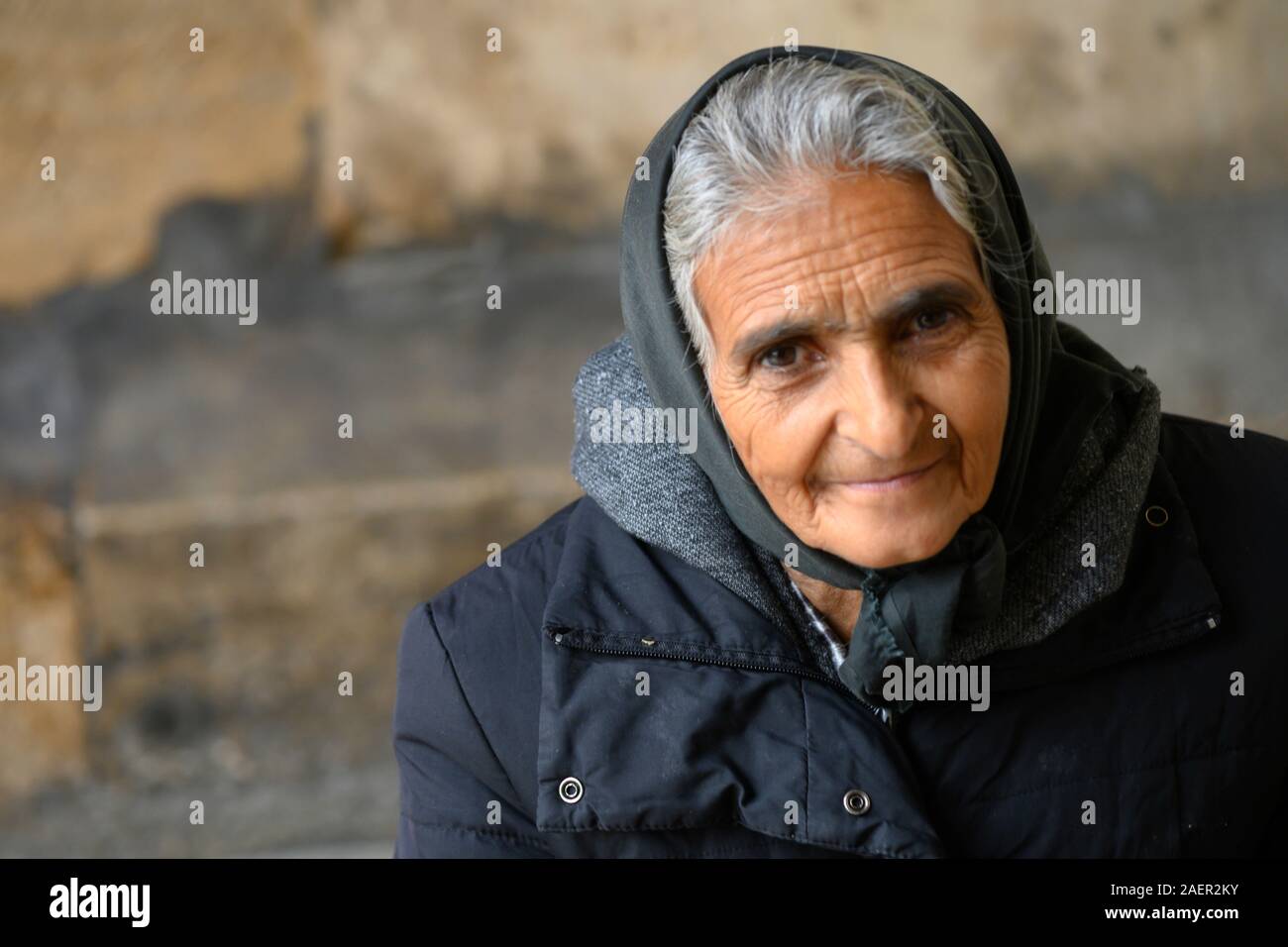 Portrait of an elderly woman, Santo Antonio church, Lisbon, Se, Lisboa Region, Portugal Stock Photo